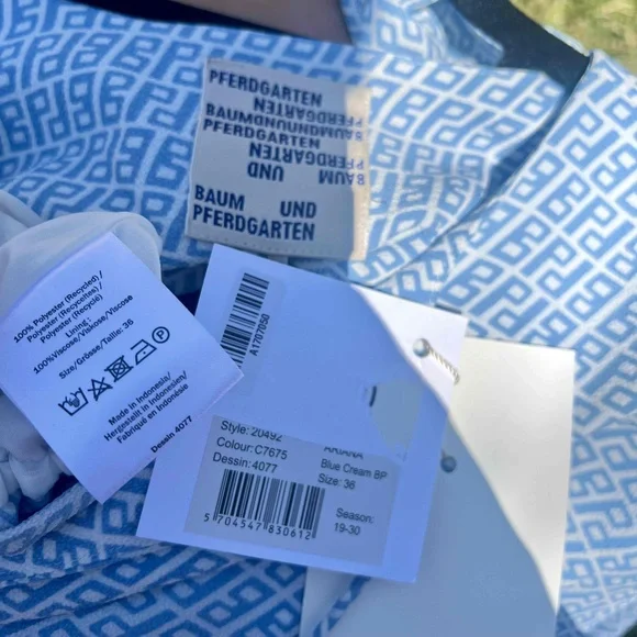 Baum Und Pferdgarten Ariana Dress Light Blue Crepe Size 36 US 6 Small Medium NWT - Picture 3 of 6